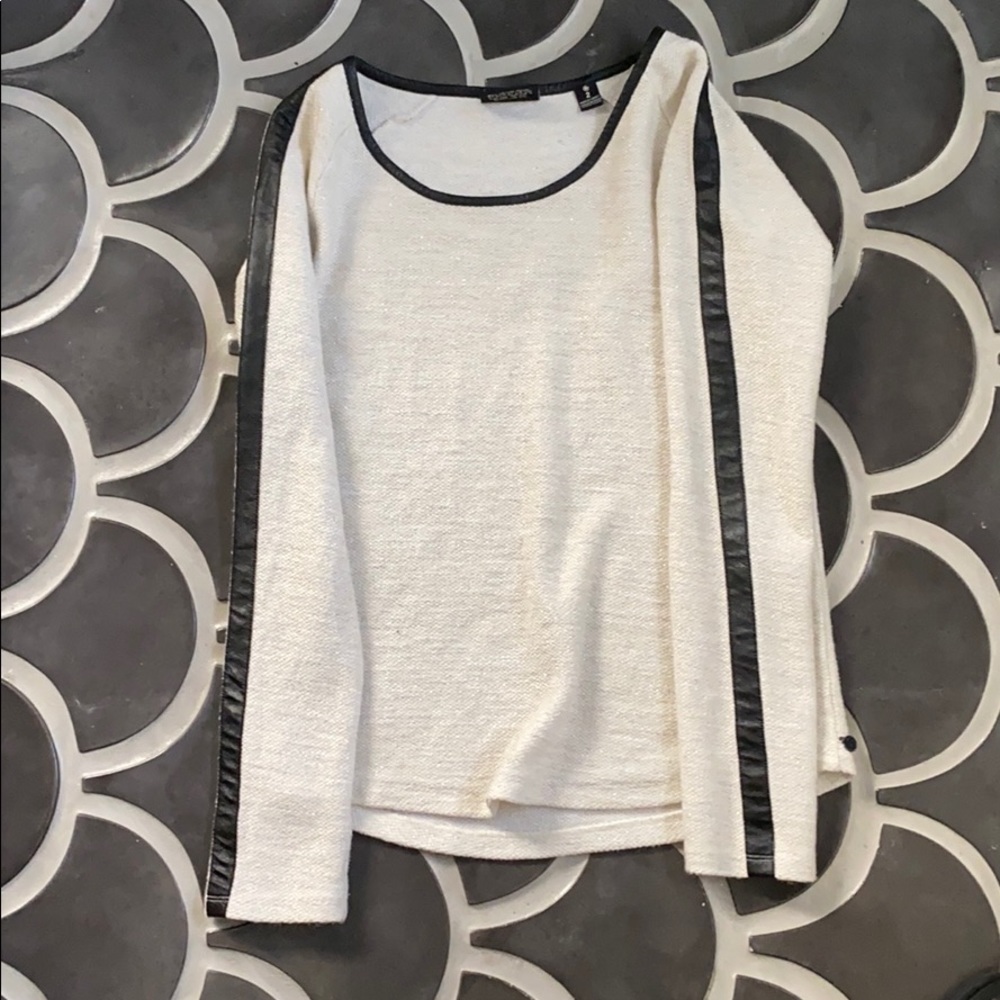 Maison Scotch leather trim sweatshirt 2EUC silver